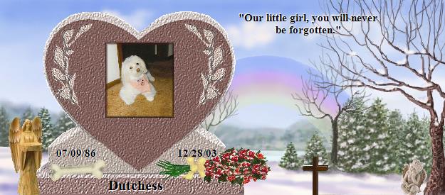 Dutchess's Rainbow Bridge Pet Loss Memorial Residency Image