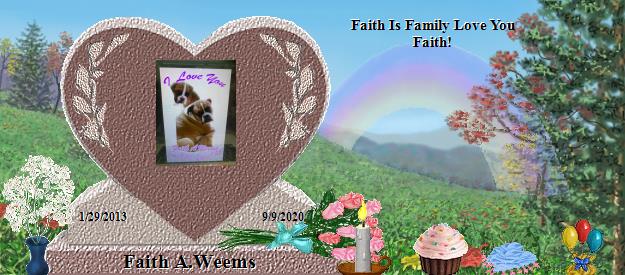 Faith A.Weems's Rainbow Bridge Pet Loss Memorial Residency Image