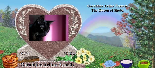 Geraldine Arline Francis's Rainbow Bridge Pet Loss Memorial Residency Image