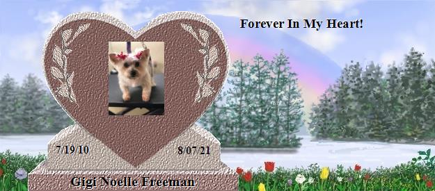 Gigi Noelle Freeman's Rainbow Bridge Pet Loss Memorial Residency Image