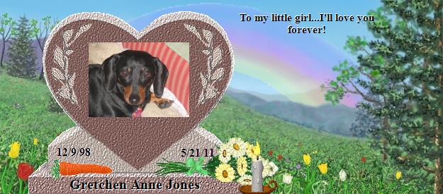 Gretchen Anne Jones's Rainbow Bridge Pet Loss Memorial Residency Image