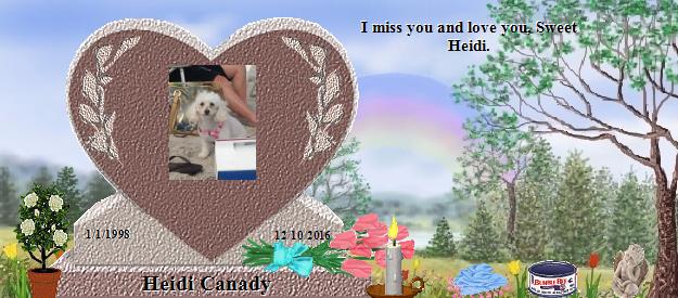 Heidi Canady's Rainbow Bridge Pet Loss Memorial Residency Image