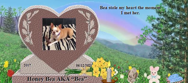 Honey Bea AKA &ldquo;Bea&rdquo;'s Rainbow Bridge Pet Loss Memorial Residency Image