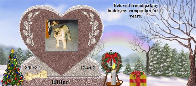 Hitler's Rainbow Bridge Pet Loss Memorial Residency Image