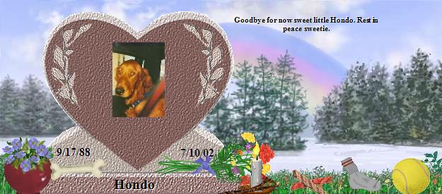 Hondo's Rainbow Bridge Pet Loss Memorial Residency Image