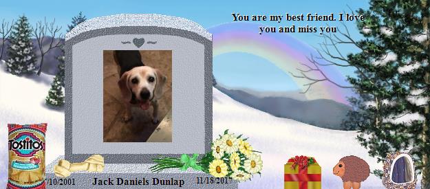 Jack Daniels Dunlap's Rainbow Bridge Pet Loss Memorial Residency Image