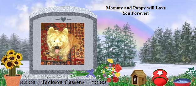 Jackson Cassens's Rainbow Bridge Pet Loss Memorial Residency Image
