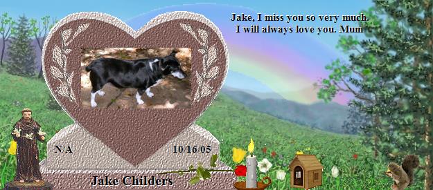 Jake Childers's Rainbow Bridge Pet Loss Memorial Residency Image