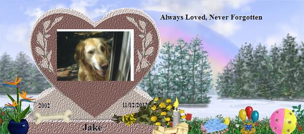 Jake's Rainbow Bridge Pet Loss Memorial Residency Image
