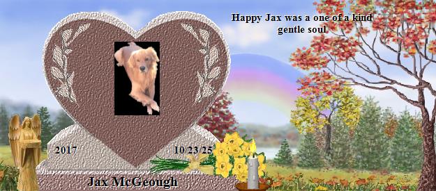 Jax McGeough's Rainbow Bridge Pet Loss Memorial Residency Image