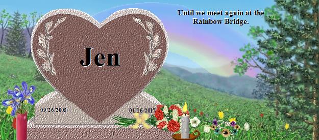Jen's Rainbow Bridge Pet Loss Memorial Residency Image