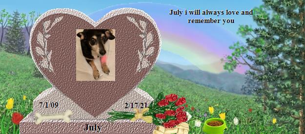 July's Rainbow Bridge Pet Loss Memorial Residency Image