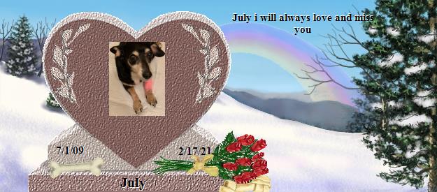 July's Rainbow Bridge Pet Loss Memorial Residency Image