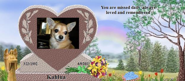 Kahlua's Rainbow Bridge Pet Loss Memorial Residency Image