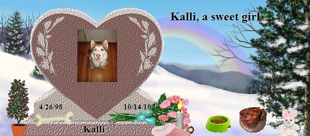 Kalli's Rainbow Bridge Pet Loss Memorial Residency Image