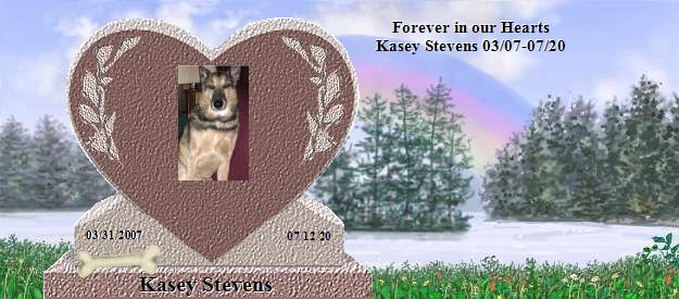 Kasey Stevens's Rainbow Bridge Pet Loss Memorial Residency Image
