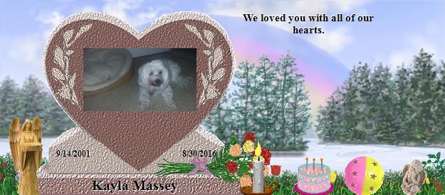 Kayla Massey's Rainbow Bridge Pet Loss Memorial Residency Image