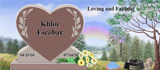 Khloe Escobar's Rainbow Bridge Pet Loss Memorial Residency Image