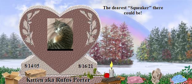 Kitten aka Rufus Porter's Rainbow Bridge Pet Loss Memorial Residency Image