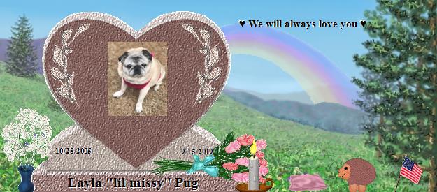 Layla "lil missy" Pug's Rainbow Bridge Pet Loss Memorial Residency Image