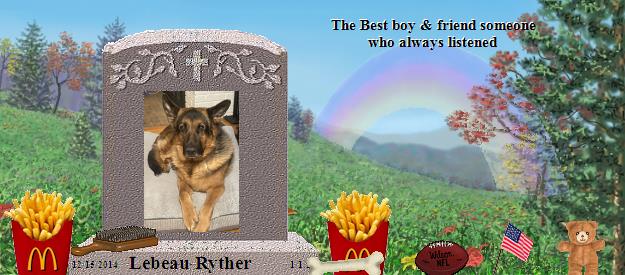 Lebeau Ryther's Rainbow Bridge Pet Loss Memorial Residency Image