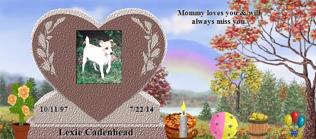 Lexie Cadenhead's Rainbow Bridge Pet Loss Memorial Residency Image