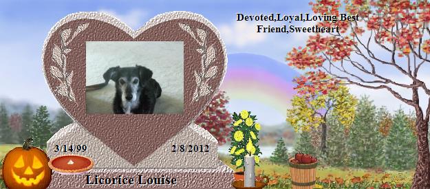 Licorice Louise's Rainbow Bridge Pet Loss Memorial Residency Image