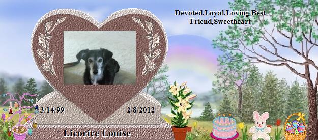 Licorice Louise's Rainbow Bridge Pet Loss Memorial Residency Image