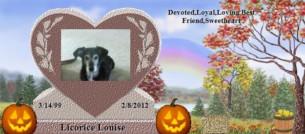 Licorice Louise's Rainbow Bridge Pet Loss Memorial Residency Image