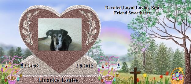 Licorice Louise's Rainbow Bridge Pet Loss Memorial Residency Image