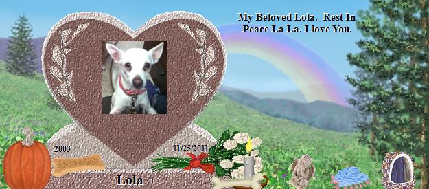Lola's Rainbow Bridge Pet Loss Memorial Residency Image