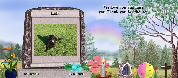 Lola's Rainbow Bridge Pet Loss Memorial Residency Image