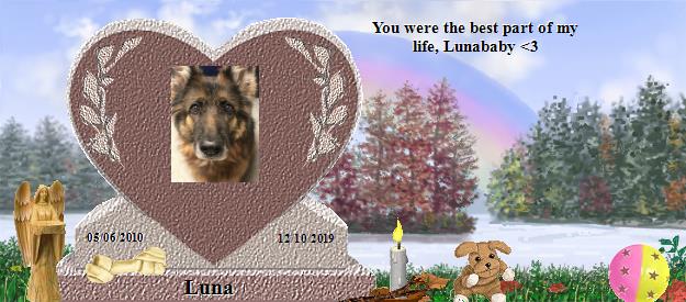 Luna's Rainbow Bridge Pet Loss Memorial Residency Image