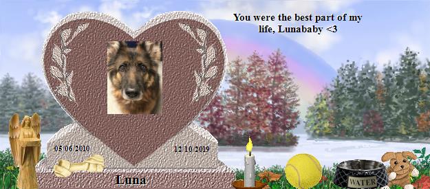 Luna's Rainbow Bridge Pet Loss Memorial Residency Image