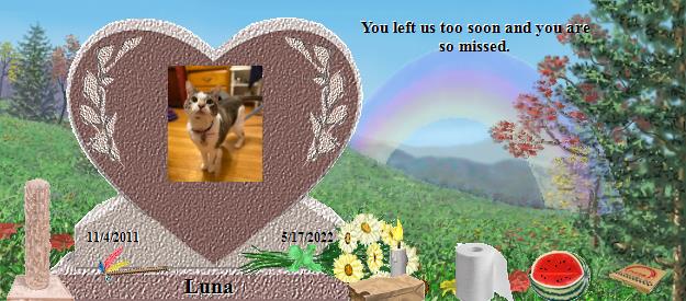 Luna's Rainbow Bridge Pet Loss Memorial Residency Image
