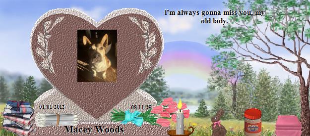 Macey Woods's Rainbow Bridge Pet Loss Memorial Residency Image