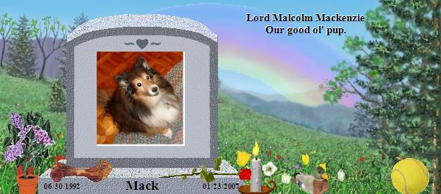 Mack's Rainbow Bridge Pet Loss Memorial Residency Image