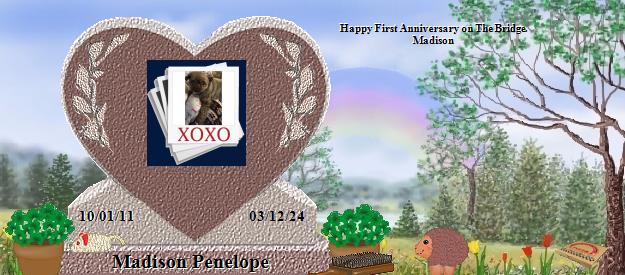 Madison Penelope's Rainbow Bridge Pet Loss Memorial Residency Image