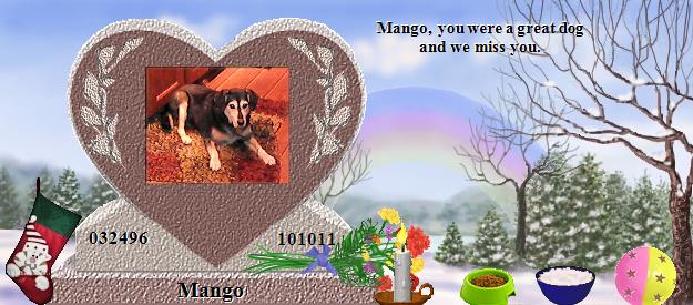 Mango's Rainbow Bridge Pet Loss Memorial Residency Image