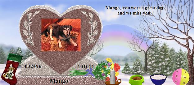 Mango's Rainbow Bridge Pet Loss Memorial Residency Image