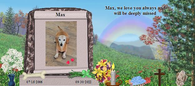 Max's Rainbow Bridge Pet Loss Memorial Residency Image