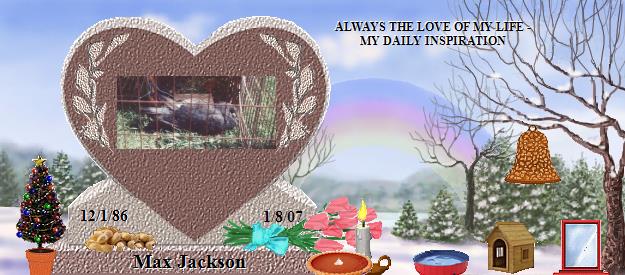 Max Jackson's Rainbow Bridge Pet Loss Memorial Residency Image