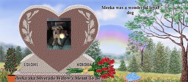 Meeka aka Silverado Willow’s Meant To Be's Rainbow Bridge Pet Loss Memorial Residency Image