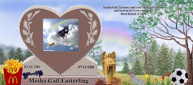 Mesha Gail Easterling's Rainbow Bridge Pet Loss Memorial Residency Image