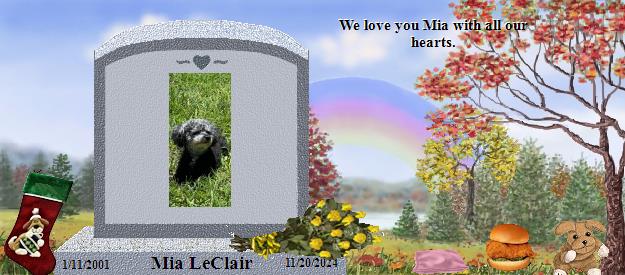 Mia LeClair's Rainbow Bridge Pet Loss Memorial Residency Image