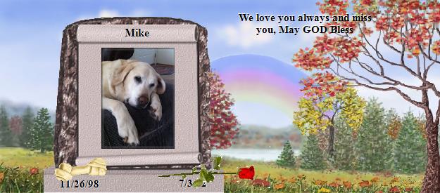 Mike's Rainbow Bridge Pet Loss Memorial Residency Image