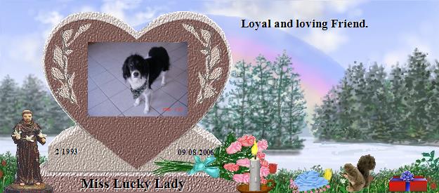 Miss Lucky Lady's Rainbow Bridge Pet Loss Memorial Residency Image