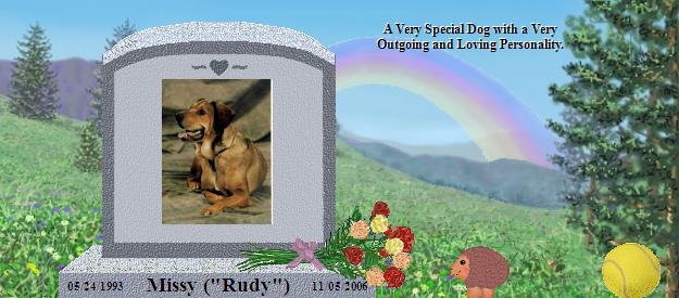 Missy ("Rudy")'s Rainbow Bridge Pet Loss Memorial Residency Image