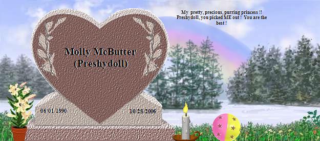 Molly McButter (Preshydoll)'s Rainbow Bridge Pet Loss Memorial Residency Image