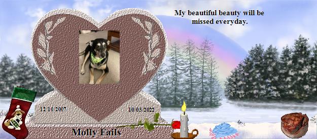 Molly Fails's Rainbow Bridge Pet Loss Memorial Residency Image